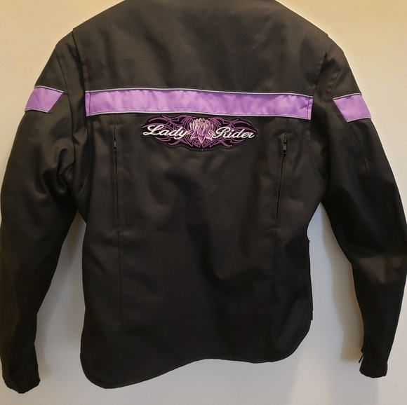 Motorcycle Jacket Black Purple Womens Size Small - Picture 1 of 13